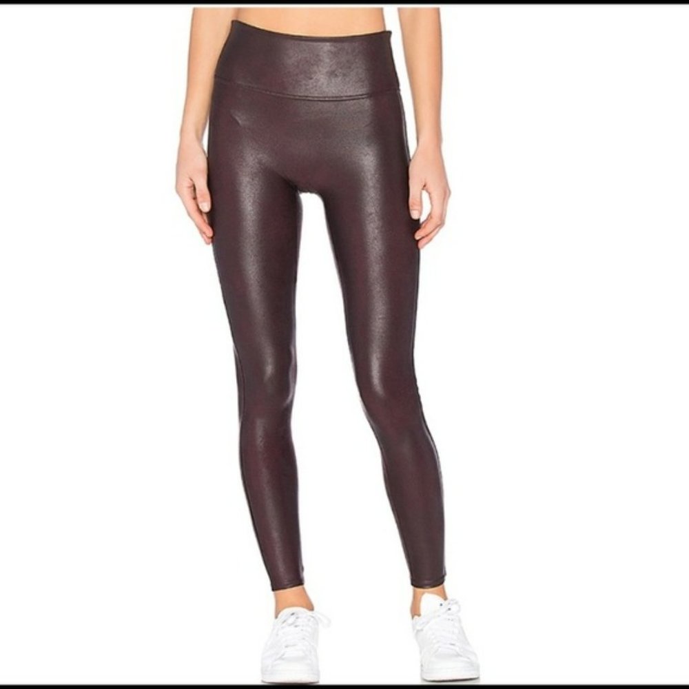 Burgandy Spanx Faux Leather Leggings